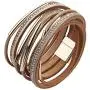 TASBERN Leopard Print Leather Wrap Bracelet in Multilayer Strands Leahter Cuff Bracelets for Women Mother Wife