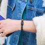 BUREI 12 Zodiac Constellation Bead Bracelet for Men Women, 8mm 10mm Natural Black Onyx Stone Horoscope Bracelet Gifts