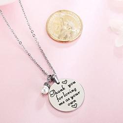 ELOI for Stepmom Thank You for Loving Me As Your Own Necklace Bonus Mom Pendant Mother in Law Jewelry