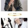 Lolalet 2 Pack Oval Thin Cuff Bracelet, Christmas Gift for Girlfriend Wife Mom, 18K Rose Gold/Gold Plated Couples Love Bracelets, Plain Polished Finish Bangle Jewelry Gift for Men Women