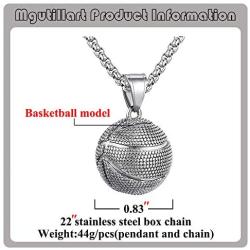 Mgutillart Punk Rock Titanium Steel Basketball Pendant Necklace