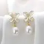 Pearl Dangle Drop Earrings Freshwater Cultured White Pearl Sterling Silver Hook Earrings Jewelry Gifts for Women Girls Wife