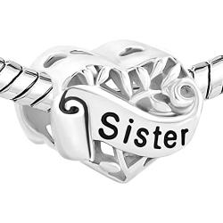 LovelyJewelry Sister Wife Grandma Heart Sterling Silver I Love You Filigree Tree of Life Charms for Bracelet