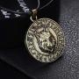 Wolf Necklace for Men, Norse Viking Wolf Head Pendant Necklace with 23.6” Chain, Viking Runes Coin Wolf Amulet Necklace, Retro Wolf Totem Necklace, Punk Animal Wolf Jewelry Gift for Men Boys