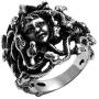 Flongo Mens Women Vintage Stainless Steel Greek Mythology Black Silver Goth Goddess Medusa Ring Snake Haired Band Goth