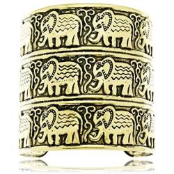 Q&Q Fashion Egypt African Embossed Elephant Lucky Wide Bracelet Bangle Cuff Animal OM Hindu Ganesha Wrap Statement Women Men Gift