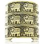 Q&Q Fashion Egypt African Embossed Elephant Lucky Wide Bracelet Bangle Cuff Animal OM Hindu Ganesha Wrap Statement Women Men Gift