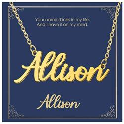 KELORIS PATH Custom Name Necklace Personalized Name Necklace 18K Gold Plated Dainty Pendant for Women Girls Kids Teens Monogram Necklace Gold Jewelry Gift