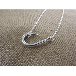 Jewelry tycoonSideways fish hook charm necklace in silver