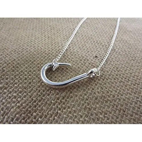 Jewelry tycoonSideways fish hook charm necklace in silver Jewelry tycoonSideways fish hook charm necklace in silver