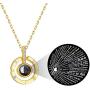 VAttract I Love You Projection Necklace 100 Languages Round Pendant with Meaning The Memory of Your Love Jewelry Couples Necklaces Gift for Women Mom or Girlfriends