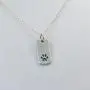 FashionJunkie4Life Sterling Silver Paw Print on Rectangle Charm Necklace, 18'' Chain, Dog Cat Pet Jewelry