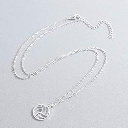 Flzaitian Stainless Steel Volleyball Pendant Necklace Clavicle Chain Jewelry for Sport Necklace