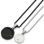 COOLSTEELANDBEYOND A Pair Couples Lovers Steel Moon and Sun Pendant Necklace with Cubic Zirconia for Man Woman Friends