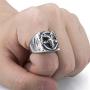 Elfasio Men Stainless Steel Rings Baphomet Goat Devil Demon Pentagram Shar Biker Vintage Jewelry