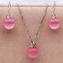 Uloveido Apple Necklace and Earrings Set for Women Girls Cute Apple Jewelry Set for Teacher Mom YL007