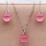 Uloveido Apple Necklace and Earrings Set for Women Girls Cute Apple Jewelry Set for Teacher Mom YL007