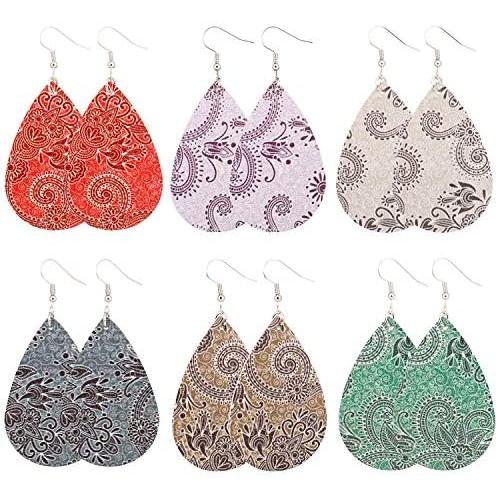 MTSCE Clover Leather Earrings for Women Girls Gift, Saint Patricks Day Green Drop Earrings Set, Lightweight Teardrop Faux Leather Earrings