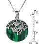 AeraVida Daisy Vines Adorned Malachite Disc .925 Sterling Silver Pendant Necklace