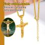 ChainsPro Can Customized, Crucifix Cross Pendant Necklace, with Chain-22+2'', Stainless Steel/Gold Plated (Send Gift Box)