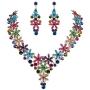 EVER FAITH Austrian Crystal Enamel Party Flower Cluster Drop Necklace Earrings Set