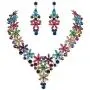 EVER FAITH Austrian Crystal Enamel Party Flower Cluster Drop Necklace Earrings Set EVER FAITH Austrian Crystal Enamel Party Flower Cluster Drop Necklace Earrings Set