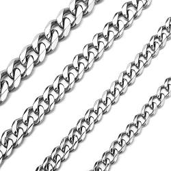 Curb Cuban Chain Necklace Stainless Steel Link Necklace for Men Women 6mm to 11mm 16 Inches to 36 Inches