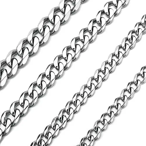 Curb Cuban Chain Necklace Stainless Steel Link Necklace for Men Women 6mm to 11mm 16 Inches to 36 Inches Curb Cuban Chain Necklace Stainless Steel Link Necklace for Men Women 6mm to 11mm 16 Inches to 36 Inches