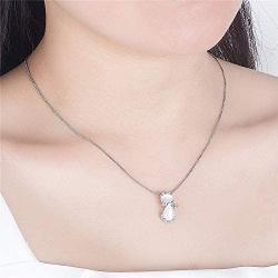 Cute Pink Cat Pendant Necklace, Platinum Plated, Animal Cat Jewelry Gifts for for Teen Girls ZY062