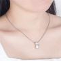 Cute Pink Cat Pendant Necklace, Platinum Plated, Animal Cat Jewelry Gifts for for Teen Girls ZY062