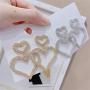 Fashion Shine Full Rhinestone Long Heart Drop Earrings for Women Luxury Pendientes Jewelry Gifts Fashion Tassel earring 2 pcs