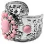 Shop LC Stainless Steel Silvertone Oval Pink Howlite Flower Statement Cuff Earrings Pendant Necklace Prom Jewelry Sets for Women Mothers Day Gifts