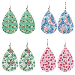 Womens Leather Earrings,Genuine Leather Drop Dangle Earrings Boho Big Statement Teardrop Earrings for Summer