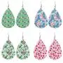 Womens Leather Earrings,Genuine Leather Drop Dangle Earrings Boho Big Statement Teardrop Earrings for Summer