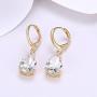 Gold Teardrop Drop Dangle Earrings For Women Bridesmaids Sensitive Ears Wedding Cubic Zirconia Fashion Leverback Diamond Hoop Hypoallergenic Crystal Clear Purple/Amethyst