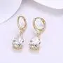 Gold Teardrop Drop Dangle Earrings For Women Bridesmaids Sensitive Ears Wedding Cubic Zirconia Fashion Leverback Diamond Hoop Hypoallergenic Crystal Clear Purple/Amethyst