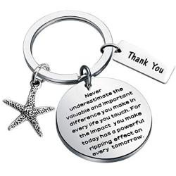 BAUNA Starfish Keychain Never Underestimate The Valuable and Important Difference You Make Social Worker Thank You Gift Volunteers Jewelry