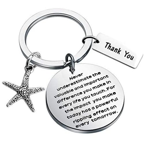 BAUNA Starfish Keychain Never Underestimate The Valuable and Important Difference You Make Social Worker Thank You Gift Volunteers Jewelry