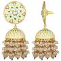 Aheli Indian Traditional Wedding Festive Wear Floral Enamel Jhumki Jhumka Earrings with Beaded Tassel Ethnic Fashion Party Jewelry for Women Girls