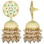 Aheli Indian Traditional Wedding Festive Wear Floral Enamel Jhumki Jhumka Earrings with Beaded Tassel Ethnic Fashion Party Jewelry for Women Girls