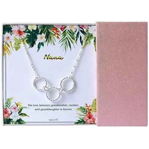 TWIOCTO Grandmother Necklace, Jewelry Gift for Grandma, Generations Necklace Twist Interlocking Circle Delicate Mothers Day Jewelry - Best Wishes for Nana TWIOCTO Grandmother Necklace, Jewelry Gift for Grandma, Generations Necklace Twist Interlocking Circle Delicate Mothers Day Jewelry - Best Wishes for Nana
