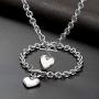 Silver/18k Gold Plated Chunky Charm Stainless Steel Heart Chain Choker Bracelet and Necklace Set for Womens Girls Fashion Valentine Jewelry Set