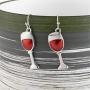 DAMLENG Unique Chic Handmade Stainless Steel Red Wine Glass Dangle Drop Earrings for Women Girls Statement Jewelry Gifts
