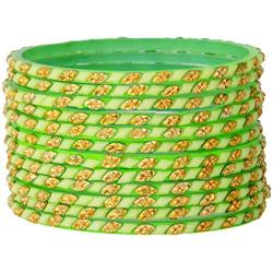 JDZ COLLECTION Indian Glass Bangles Set of 12,Costume Bangles Bollywood Glass Bangles Matching Colors Wedding Jewelry Bangles Set