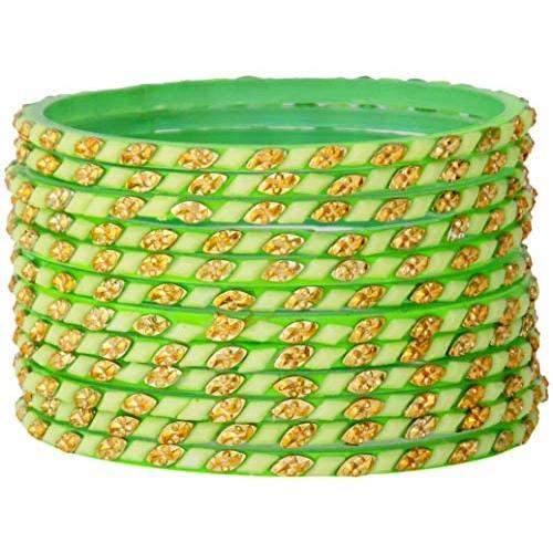 JDZ COLLECTION Indian Glass Bangles Set of 12,Costume Bangles Bollywood Glass Bangles Matching Colors Wedding Jewelry Bangles Set