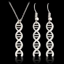 Kebaner DNA Double Helix Chemistry Science Molecule Biology Necklace and Earrings Jewelry Set for Women