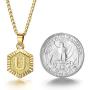 Trendsmax Hexagon Initial Letter A to Z Alphabet Pendant Necklace for Women Girls Gold Plated Stainless Steel Curb Cuban Link Chain Necklace Length Personlized