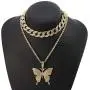 Butterfly Cuban Link Necklace Set - Women Hip Hop Necklace Chain Iced Out with Bling Rhinestones, Fashion Accessory for Hip Hop Lovers Butterfly Cuban Link Necklace Set - Women Hip Hop Necklace Chain Iced Out with Bling Rhinestones, Fashion Accessory for Hip Hop Lovers