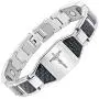 Willis Judd Mens Christian Jesus Crucifix Cross Blue Carbon Fiber Titanium Magnetic Bracelet