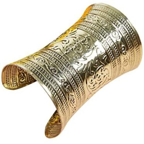 AvaCostume Bronze Tribal Gold Cuff Bracelet for Cosplay or Belly Dance
